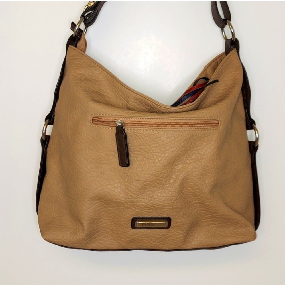 Womens Rosetti Purse Handbag Brown / Tan Zipper Closure ,Inner Pockets Storage